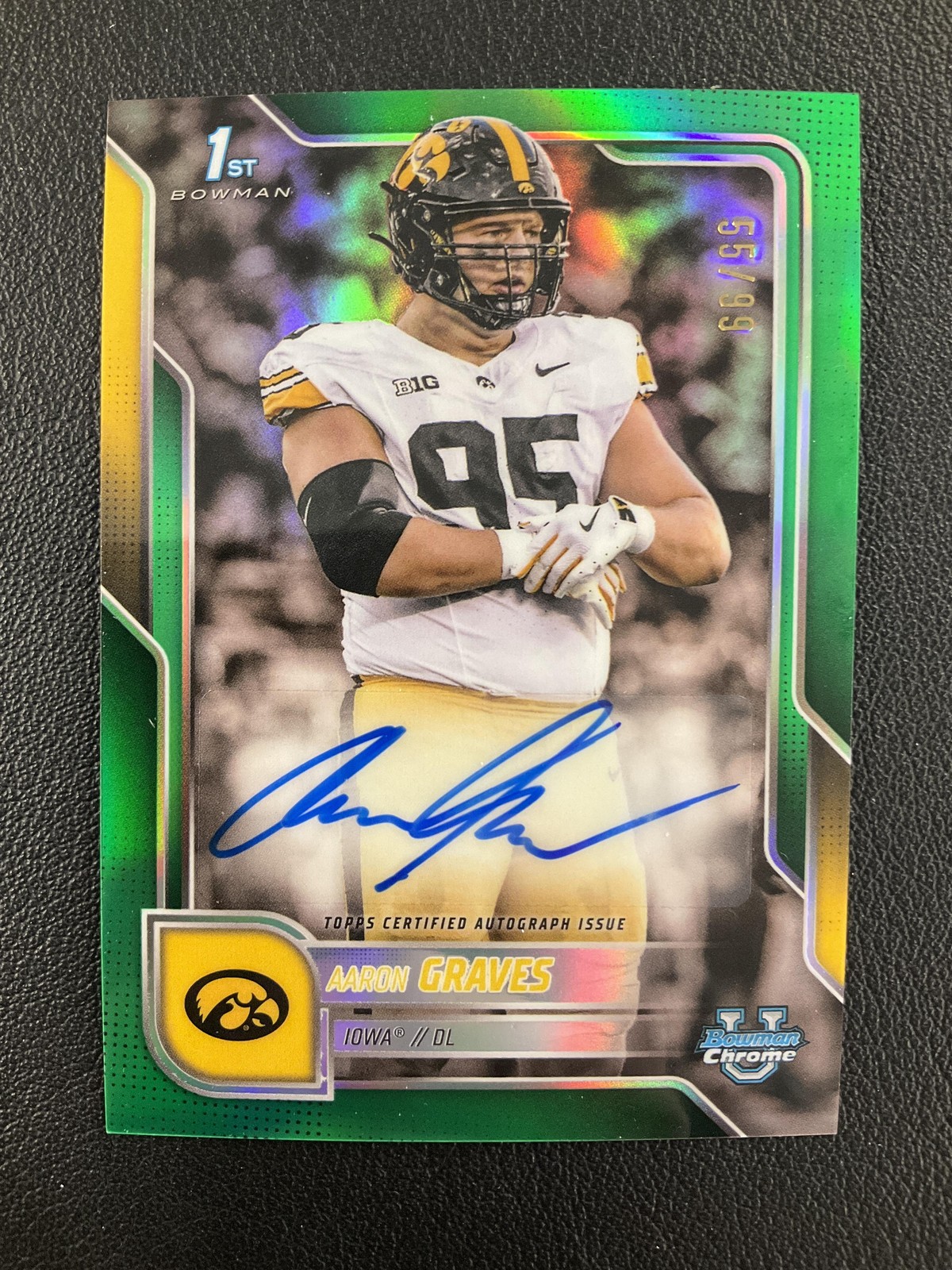 2025 Bowman University Chrome #BCA-AG Aaron Graves Green Refractor AUTO /99