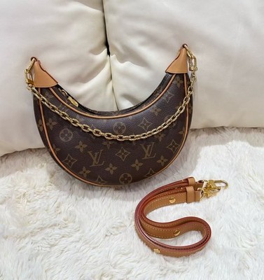 Auth Louis Vuitton Loop Hobo Crossbody Bag Monogram Canvas Gold Hardware Classic