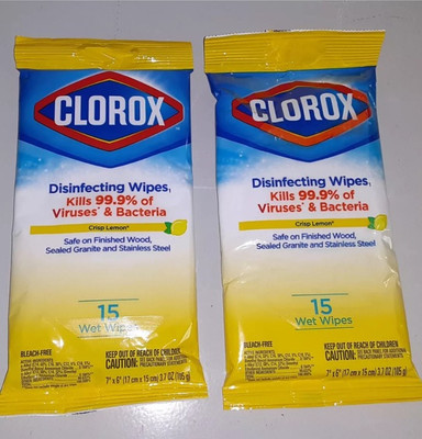 Clorox Disinfecting Wipes - *15 Count* Lemon Scent Travel Size (Pack Of 2)