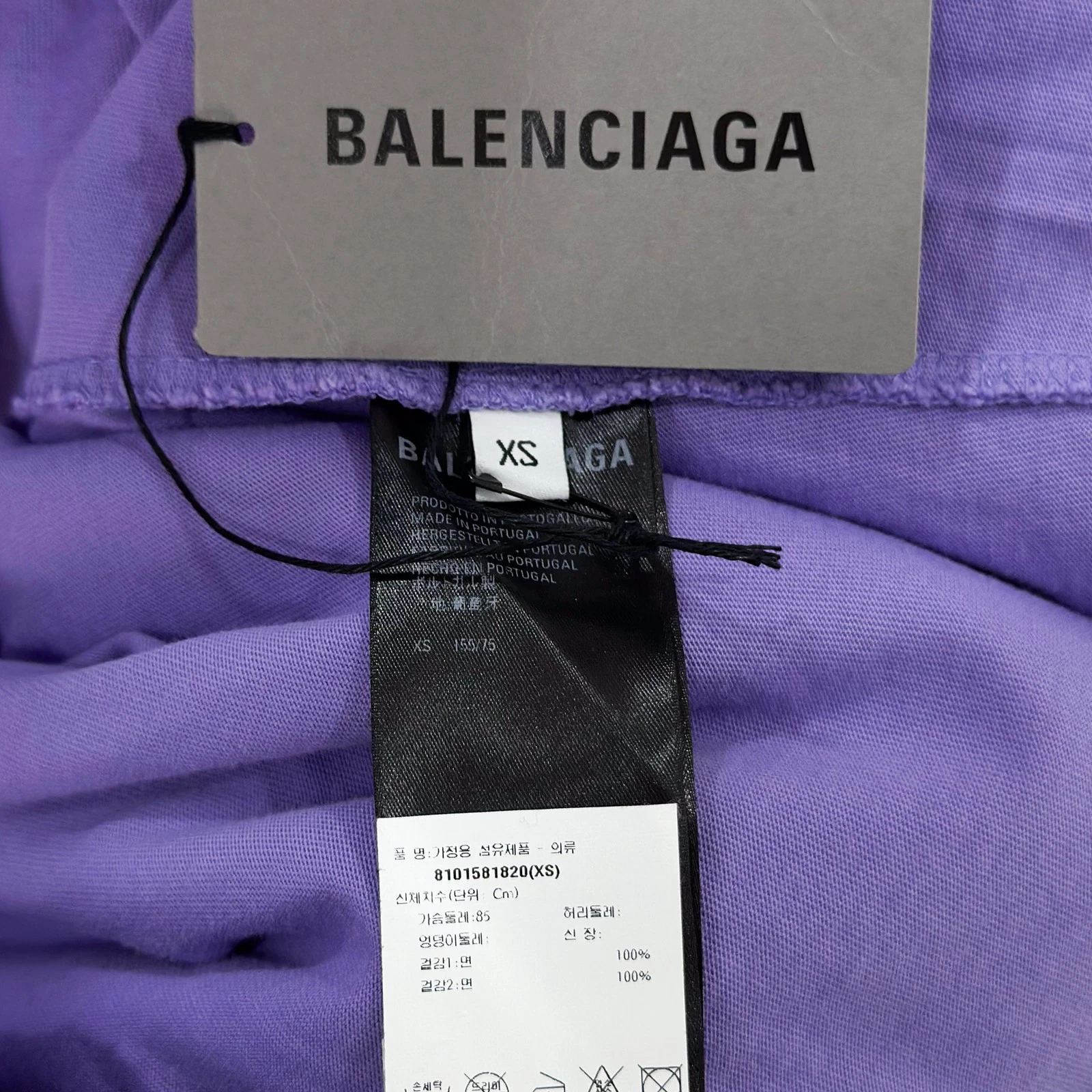 Balenciaga Felpa con Cappuccio Distressed T Shirt Viola Chiaro Bianco 659403 TKVB6 3078