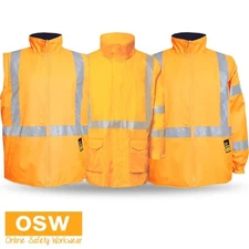 Hi Vis 6 in 1 NSW Rail X-Tape Windproof Outer Jacket with Removable Sleeves