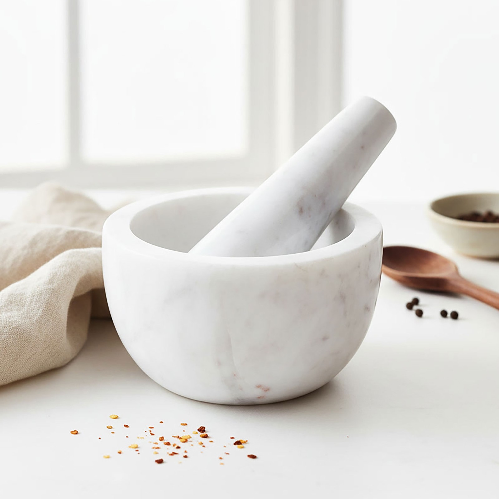 White Marble Pestle and Mortar