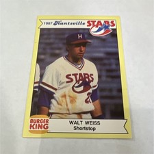 Burger King Walt Weiss Huntsville Stars 1987 Rookie Base Set Baseball Card. rookie card picture