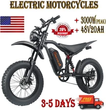 20"Fat E-Bike High power Electric Dirt Bike 48V20Ah Off-Road E-Motorcycle 37MPH