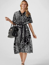 JM Fashion Julien Macdonald Dress Lace Up Neck Belted Kaftan bx2 New Size Small