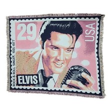 Elvis Presley 29c Post Stamp Fringe Throw Blanket