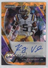 2021 Panini Prizm Draft Picks Orange Ice Kary Vincent Jr #DPA-KVI Auto 1u6