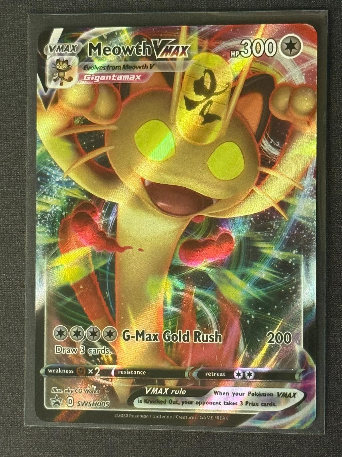 Meowth VMAX SWSH005 Holo Promo Sword & Shield Promo Pokemon Near Mint