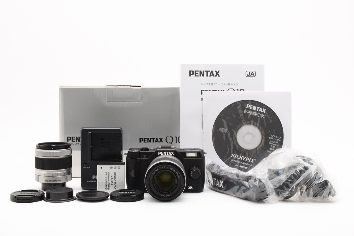 PENTAX Q10 Digital Camera Black [296 shots] + Double Lenses