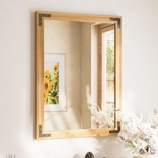 24 x 32 Natural Wood Mirror for Bathroom Wall/Bedroom/Living Room/Entryway