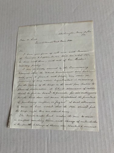 CIVIL WAR LETTER GEN. C R LOWELL IN 1861 KIA 1864 CEDAR CREEK BVT BRIG GENERAL