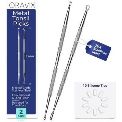 Oravix Tonsil Stone Remover Tool Pack of 2, Metal Tonsil Stone Removal Tool, ...