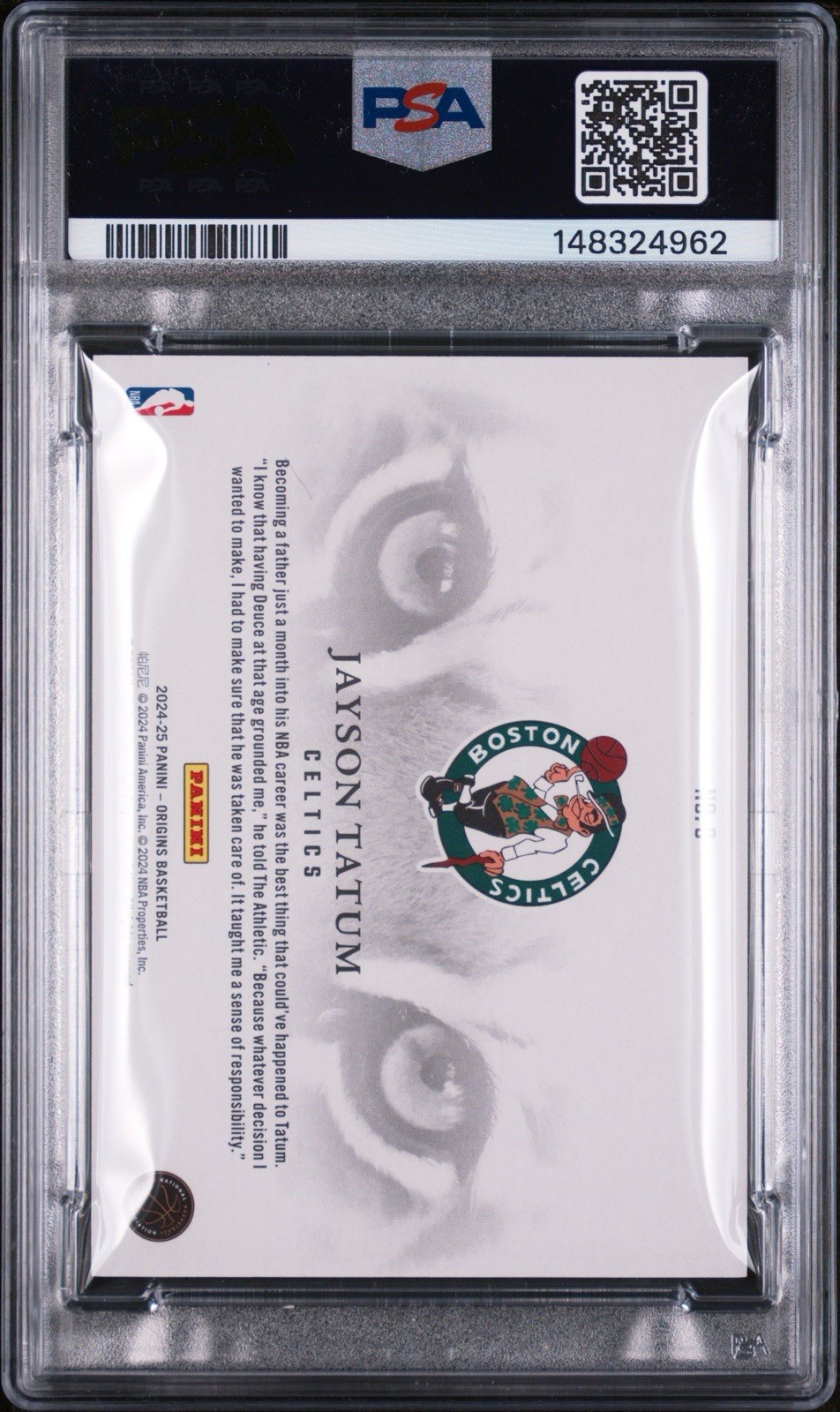 2024 Panini Origins Tiger Eyes Jayson Tatum #6 PSA 9 view 2