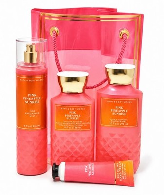 4 Pc Bath & Body Works Pink Pineapple Sunrise Shower Gel Lotion Mist Hand Cream