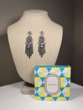 STELLA & DOT  Silver Tone Rhinestone Dangle E...
