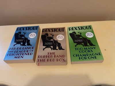 Nero Wolfe Mysteries by Rex Stout, 6 full length novels in 3 oversize paperbacks