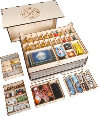 Flash Point: Fire Rescue Game Crate - Wooden Storage with Multiple Trays