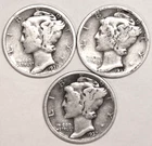 (3) Mercury Dimes - Fine - 1936S 1937D 1937P - #6660ED FREE SHIPPING