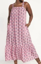 NWT Old Navy Maxi Dress Tie-Back Cut Out Swing Pink Tiered Pockets Sz XL
