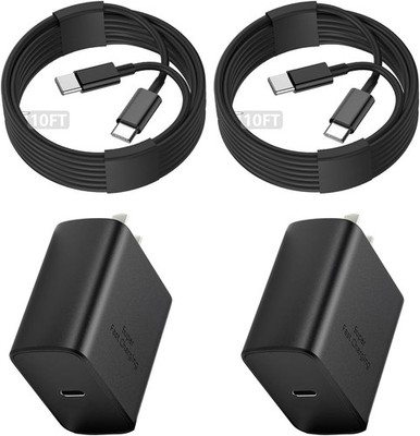 2-Pack 45W Super Fast USB-C Wall Charger for Samsung Galaxy S25/S24 10FT Cable