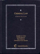 Criminal Law - Hardcover, by Cook Joseph; Malone Linda; Marcus - Very Good c