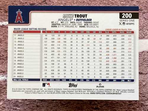 2025 Topps Meijer Tinsel Mike Trout #200 Los Angeles Angels - Bild 2 von 2