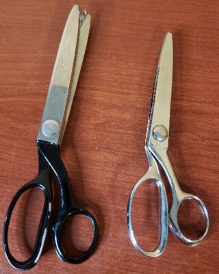Vintage Gingher & WISS CB9 Pinking Shears Chrome Scissors Right Hand (LOT OF 2)