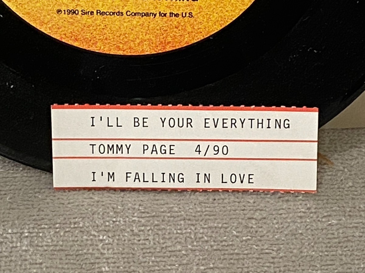 トミー ページ Tommy Page, 45 rpm, VG+, I'll Be Your Everything, Sire 7