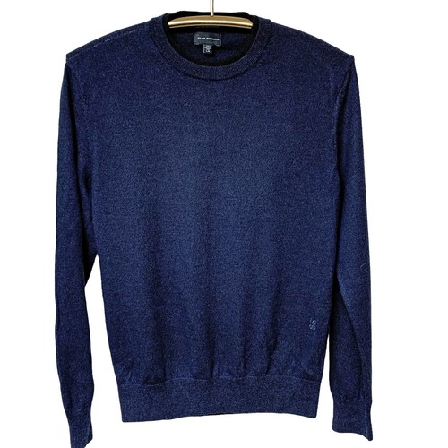 Club Monaco Marine Blue Black Merino Wool Double Collar Sweater Mens Size L - Picture 8 of 8