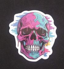 Colorful Cool Creepy Evil Skeleton Sticker 2.38" x 2.25" W