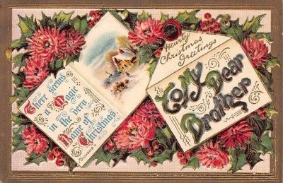 Vintage Postcard: Christmas Greetings to my Dear Brother, DB 1910's