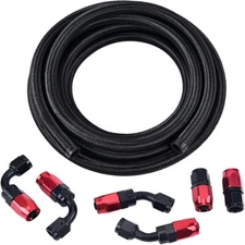 6AN 3/8" 20FT Fuel Line Hose Kit Steel Nylon Braided Oil Swivel Hose End Fitting