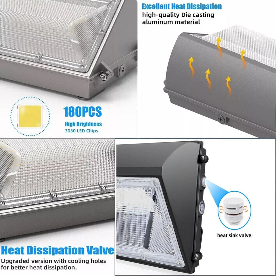 125W 150 Watt LED Wall Pack Lights Outdoor for Workshop Yard Shop Warehouse Barn - Image 3 of 4