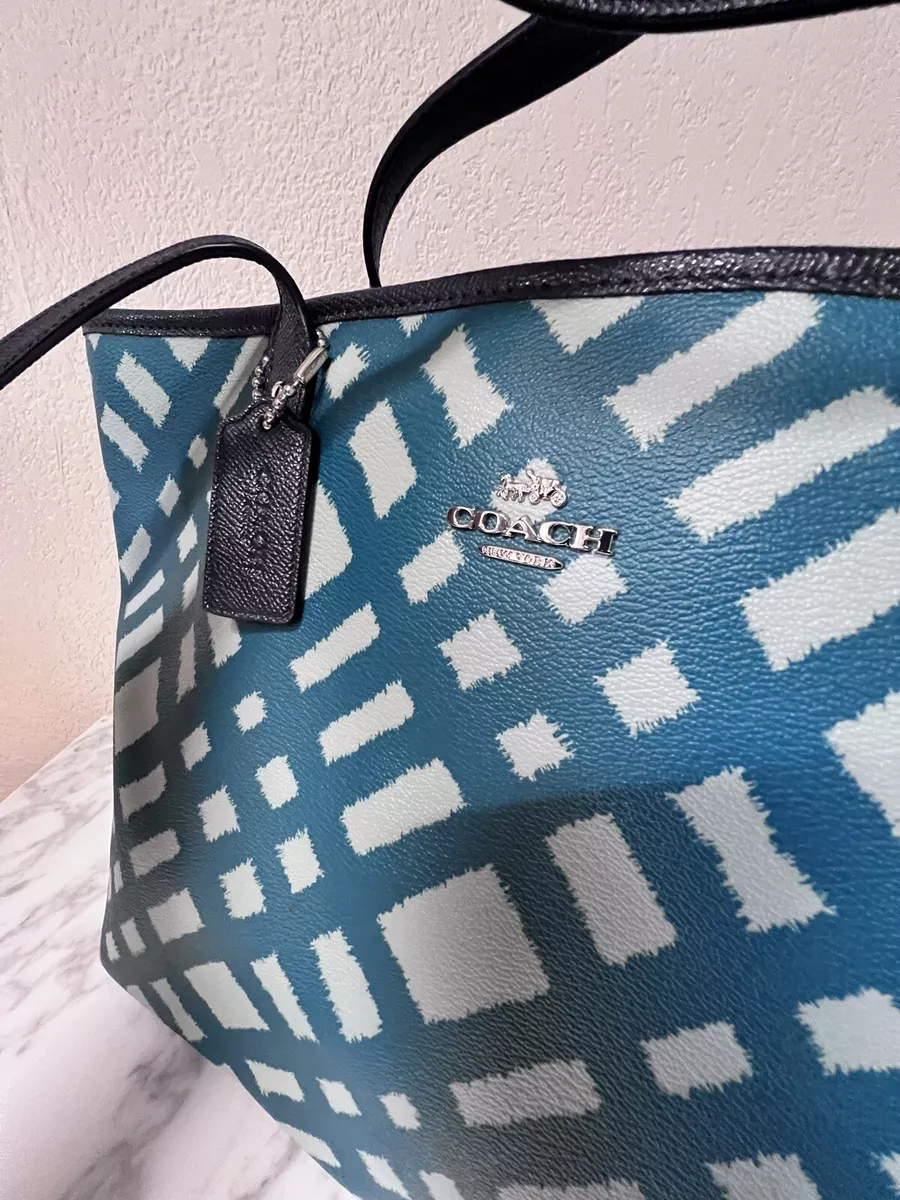 Coach wild plaid city zip tote sale