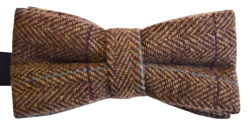 Cuello de solapa a cuadros espiga tweed marrón para hombre mezcla de lana - ajuste a medida - Imagen 26 de 30