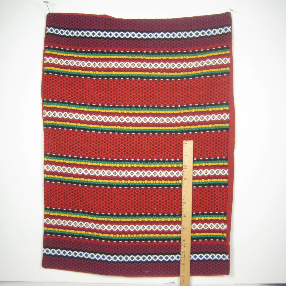 Handwoven Pillowcase ONLY Tapestry Decor Weaving Table Runner Red 21.5 In Rustic - Image 2 of 4