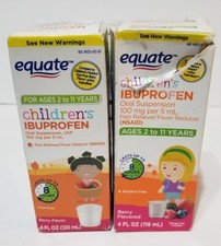 2X Equate Children's Ibuprofen Oral Suspension Liquid Med Berry Flavor 4 OZ Each