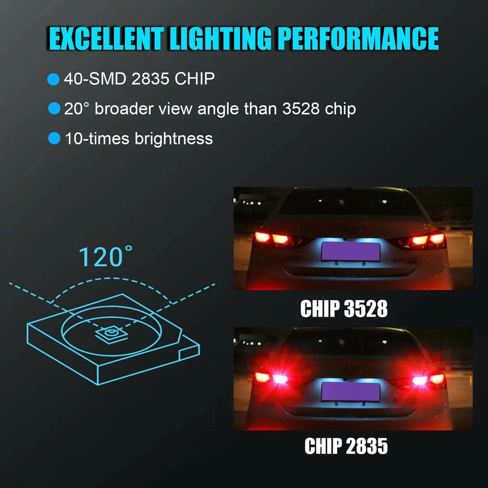 2x 7443 LED Estroboscópico Intermitente Freno Trasero Luz Estacionamiento Bombilla Alerta de Seguridad Foto 3 de 4
