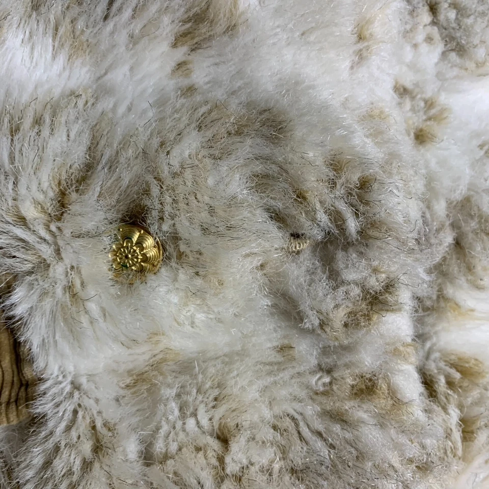 Abrigo de piel sintética vintage años 60 niñas talla 8 marrón crema bolsillos pana con capucha Foto 4 de 4