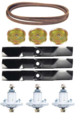 John Deere E180 54'' 100 Series Mower Deck Parts Rebuild Kit Spindles Blades Belt
