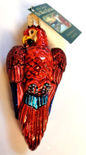 NWT MACAW bird Ornament Old World Christmas Glass Red Gold Blue - tropical