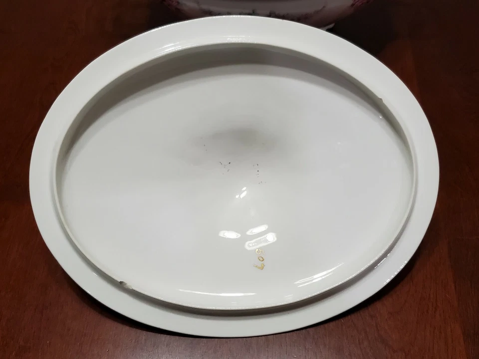 ВИНТАЖНОЕ ПОЛУСТЕКЛОВИДНОЕ ФАРФОРОВОЕ СЕРВИРОВОЧНОЕ БЛЮДО K. T. & K. CO. КАПУСТА РОЗА - Изображение 4 из 4