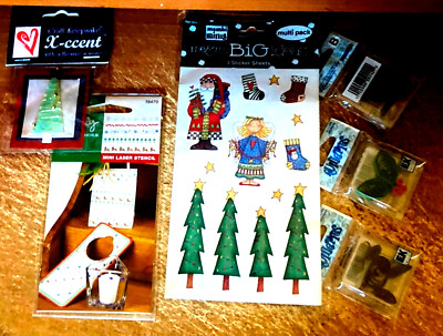 6 PKGS CHRISTMAS 3D STICKER & EMBELLISHMENTS Reindeer, Holly, Stencils, Stickers
