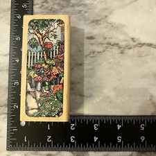 Cottage Garden Flowers Fence Tree Plants rubber stamp Stampendous