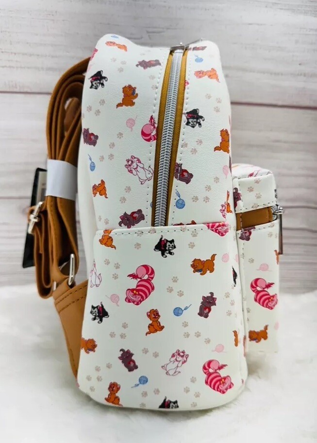 Loungefly Disney Cats Yarn MARIE Allover Gray Mini Backpack 