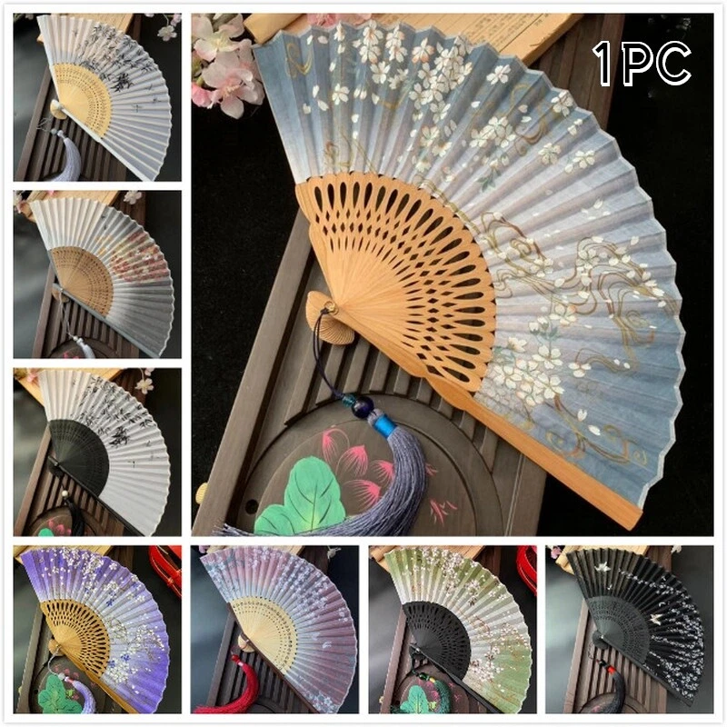 Складной вентилятор бамбуковый хвостовик цветок бабочка танец ручной вентилятор украшения винтажный шик - Изображение 3 из 4