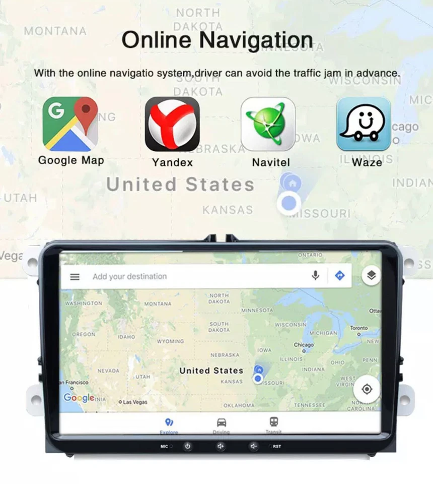 AUTORADIO ANDROID STEREO AUTO 9" 2 DIN DAB + VOLKSWAGEN GOLF 5 6 SEAT SKODA VW - Immagine 2 di 4