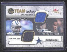 2001 Fleer Focus Tag Team Tandem Dual Jersey #ESTD Emmitt Smith and Tony Dorsett