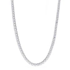 Real 925 Sterling Silver 3mm 4mm 5mm Round Cut CZ Tennis Chain Necklace 16-30''