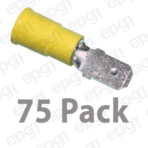 3M MALE QUICK DISCONNECT TERMINAL VINYL .250" YELLOW 10-12 GAUGE #3M402-75PK - Picture 1 of 2